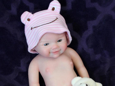 blue polka dot 13 inch doll clothes, Silicone Baby Doll Full Body Reborn Preemie 13 inch 2 lbs Platinum Silicone Dolls Realistic Real Lifelike Weighted Babies Ecoflex Bathtub Baby